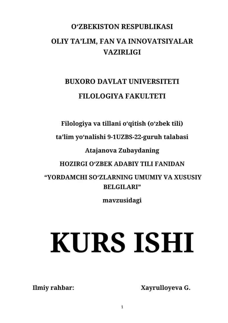 Yordamchi so‘zların umumiy va xususiy belgilari