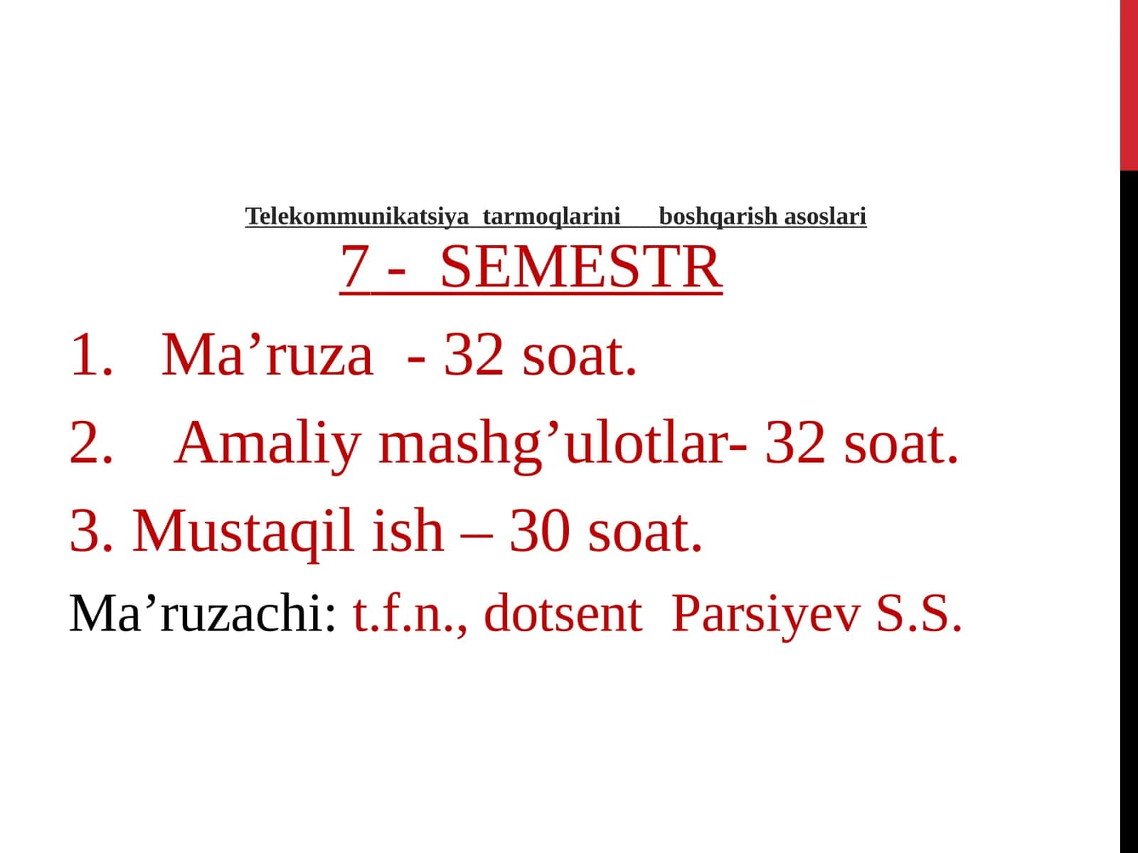 Telekommunikatsiyatarmoqlariniboshqarishasoslari