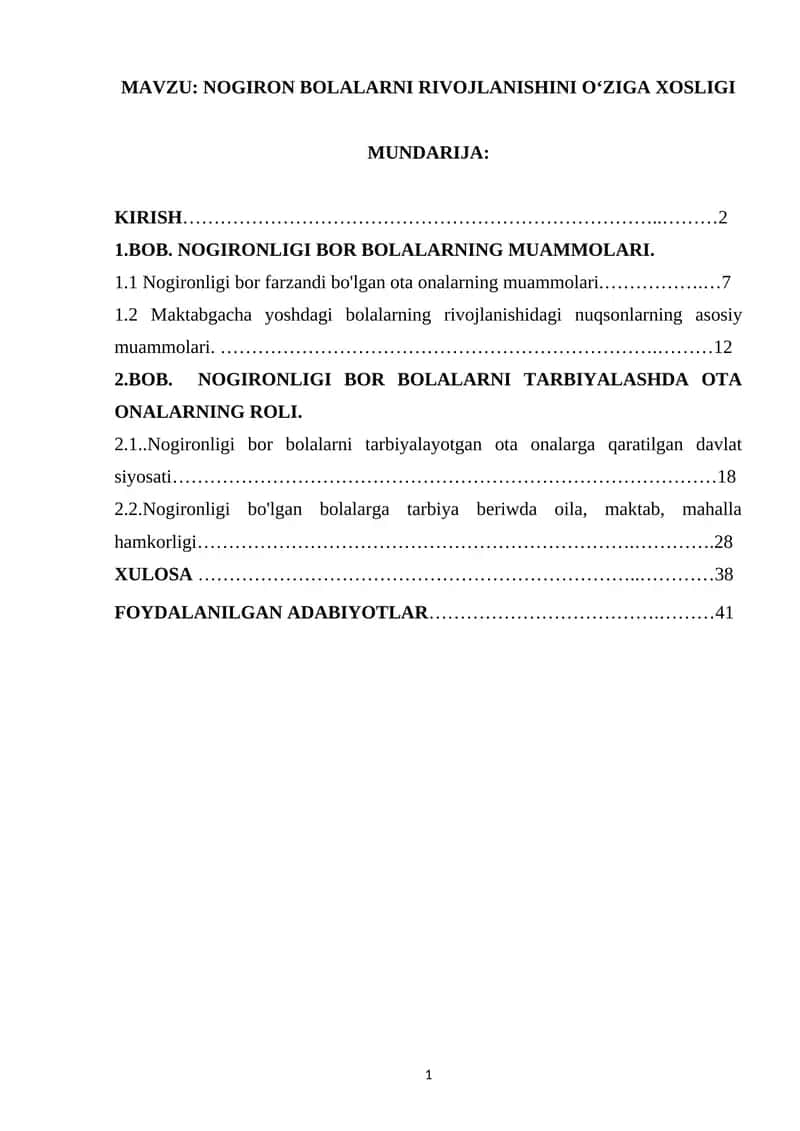 Nogiron bolalarni rivojlanishini o'ziga xosligi