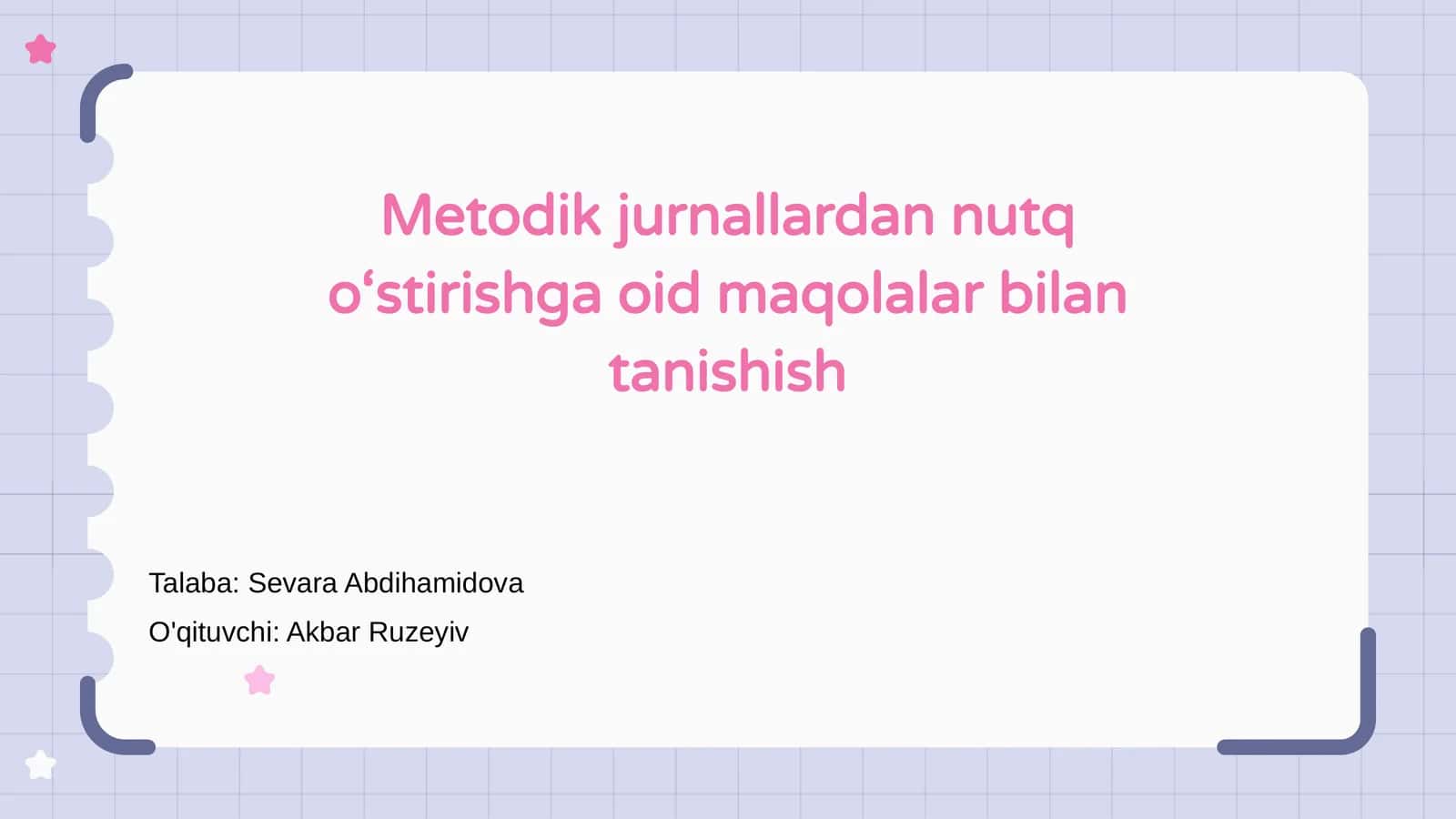 Metodik jurnallardan nutq o‘stirishga oid maqolalar bilan tanishish