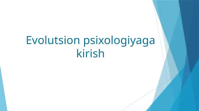 Evolutsion psixologiyaga kirish