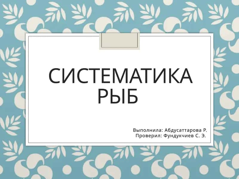 Систематика рыб