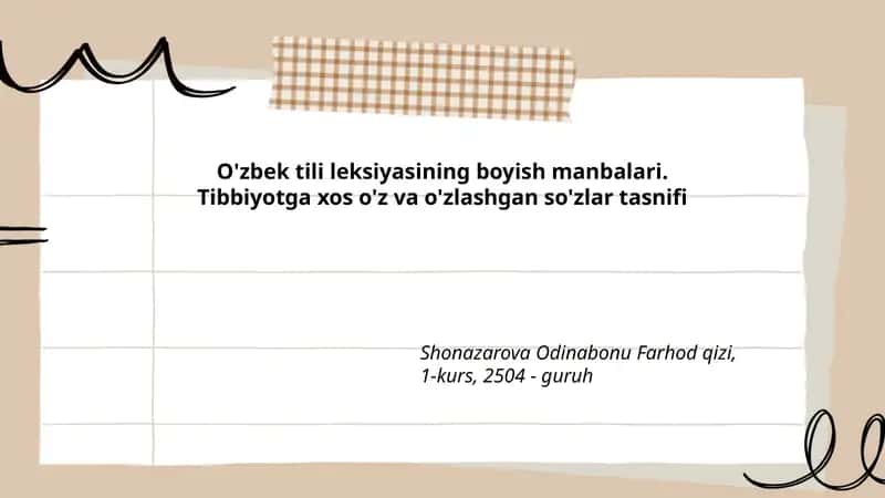 Tibbiyot leksiyasining boyish manbalari