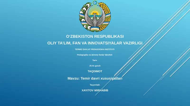 Temir davri xususiyatlari