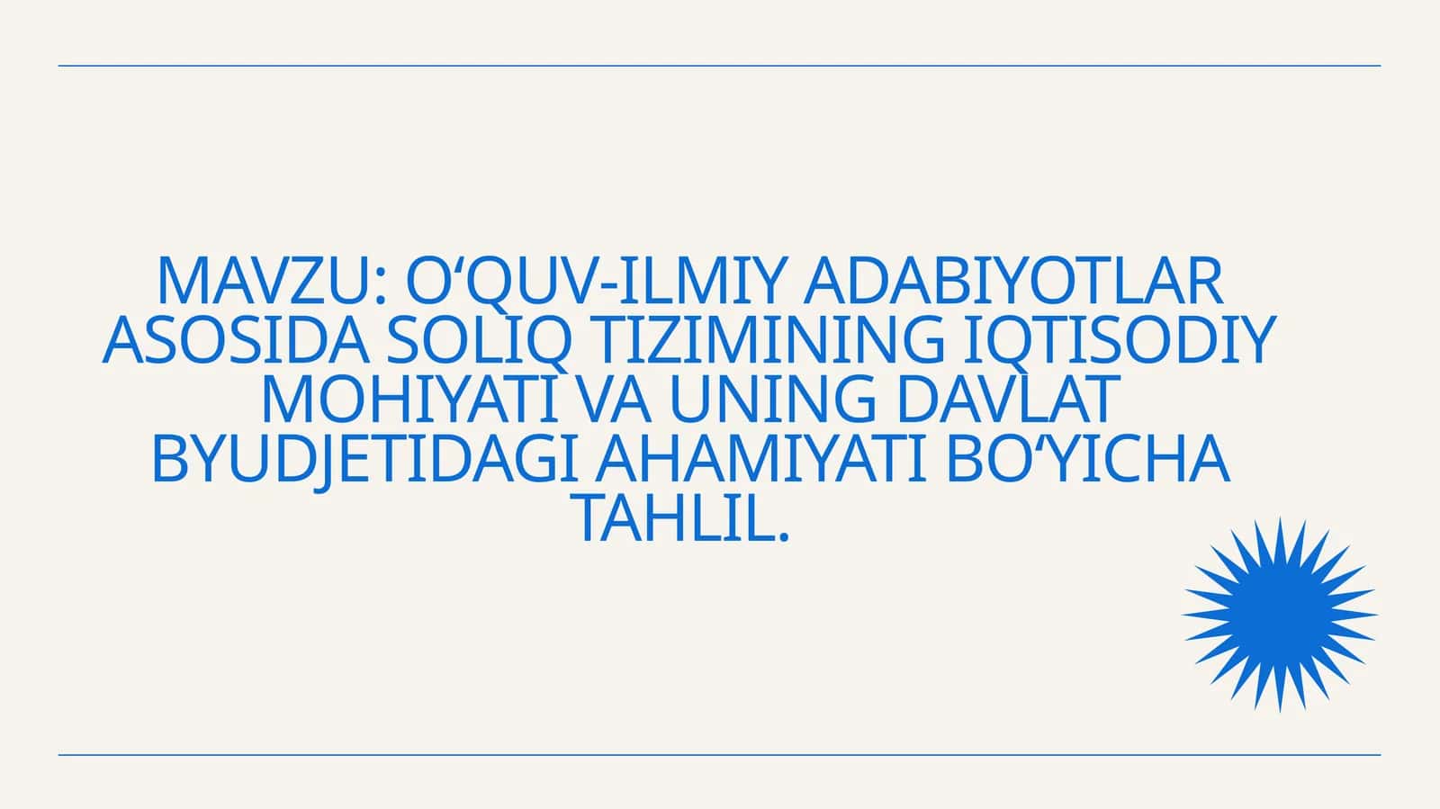 Oʻquv-ilmiy adabiyotlar asosida soliq tizimining iqtisodiy mohiyati va uning davlat byudjetidagi
