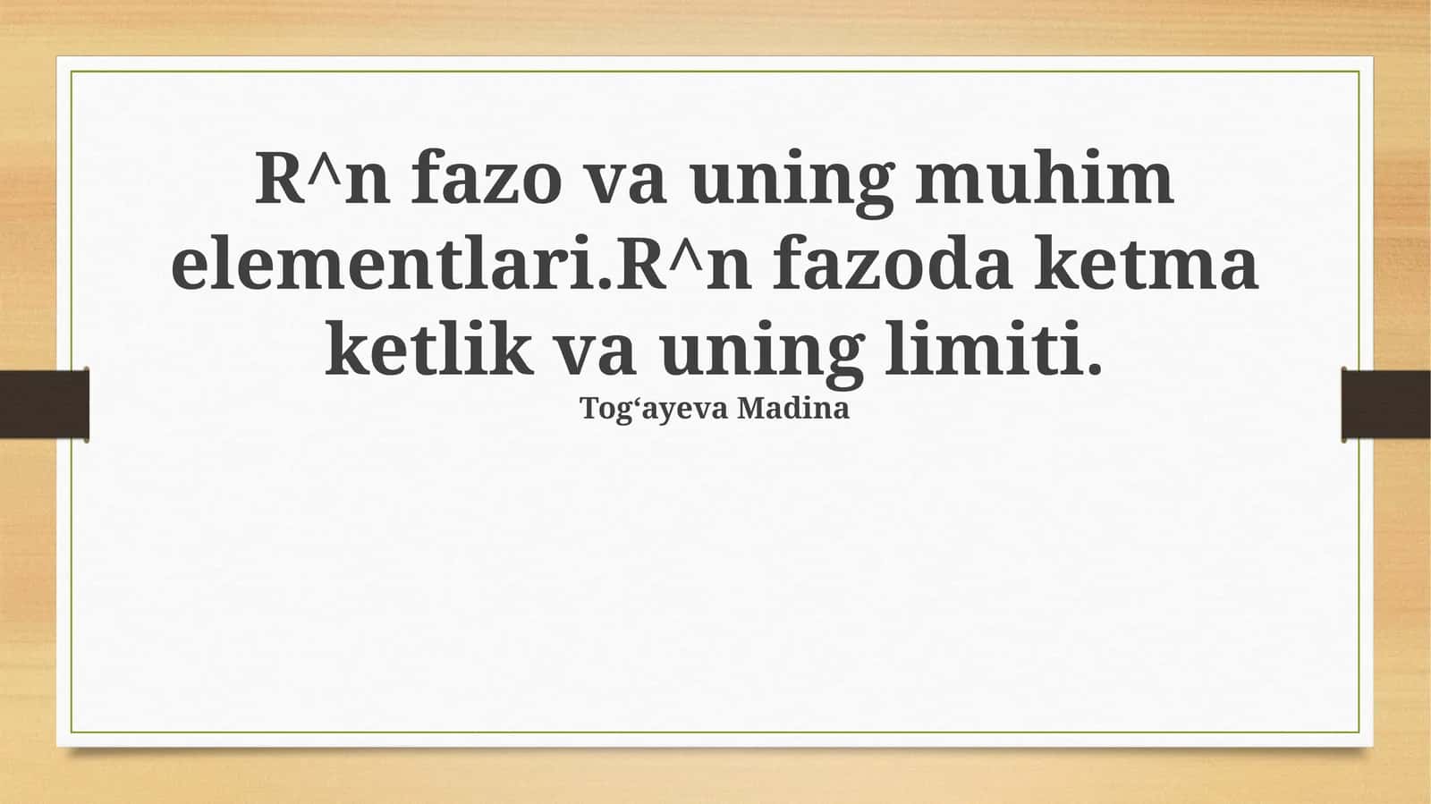 RN fazosi va uning muhim elementlari