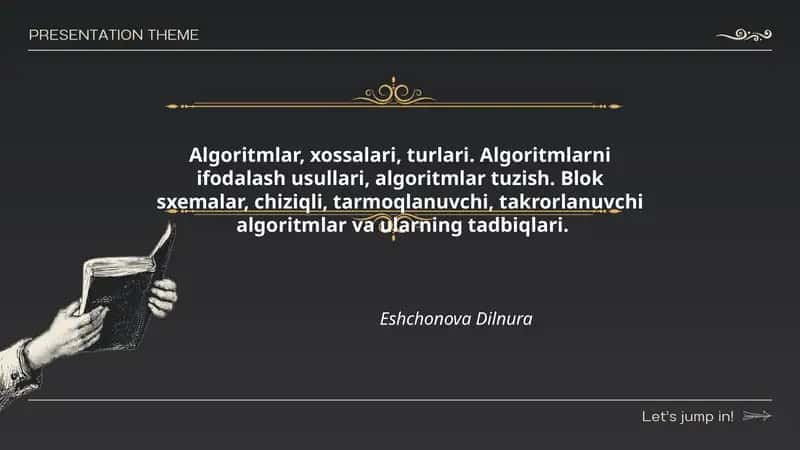 Algoritmlar, xossalari, turlari