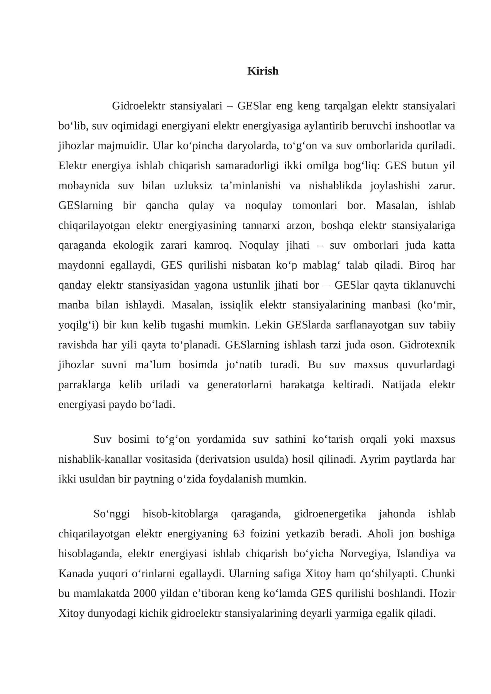 Gidroelektr stansiyalari - GESlar