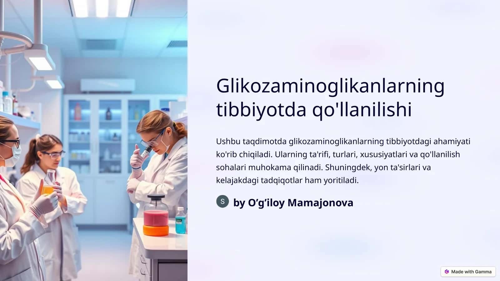 Glikozaminoglikanlarning tibbiyotda qo'llanilishi