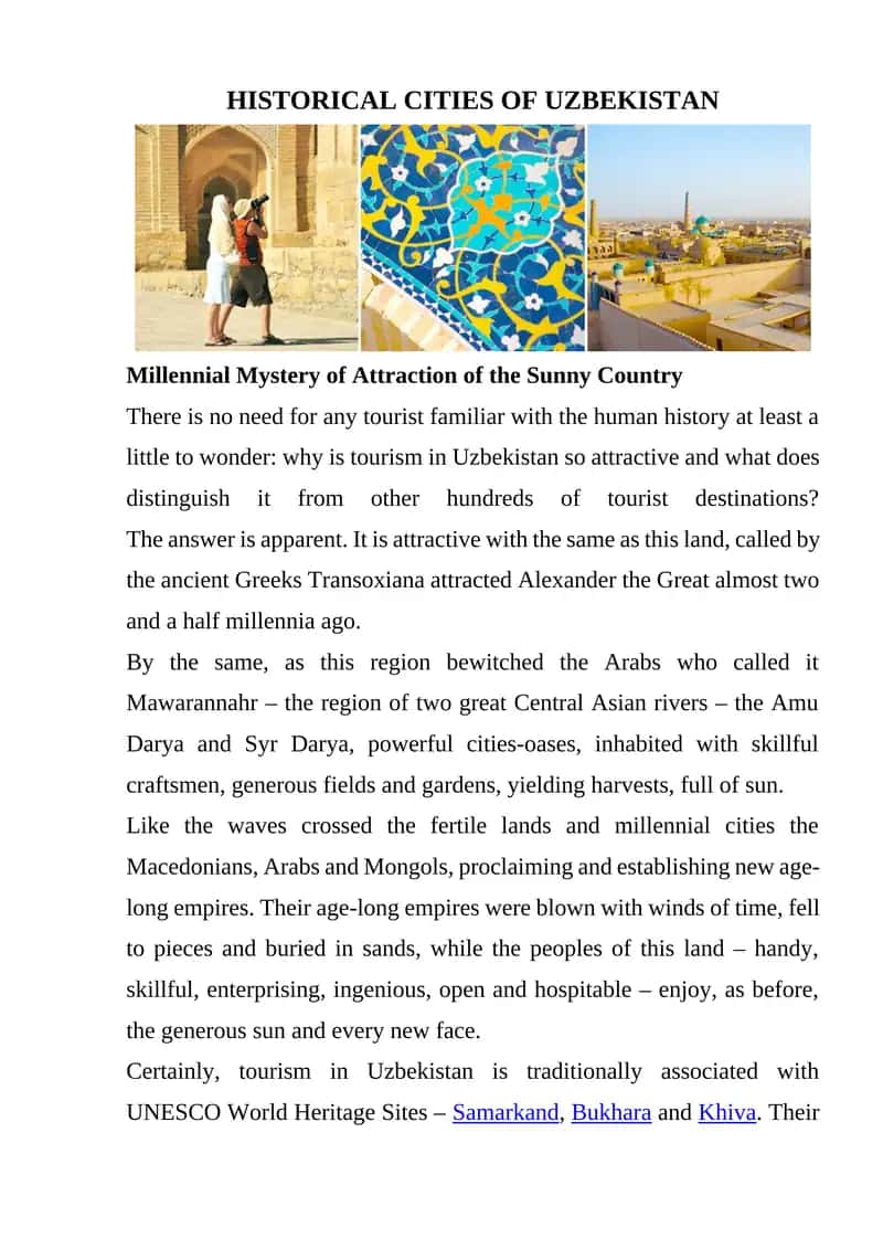 HISTORICAL CITIES OF UZBEKISTAN