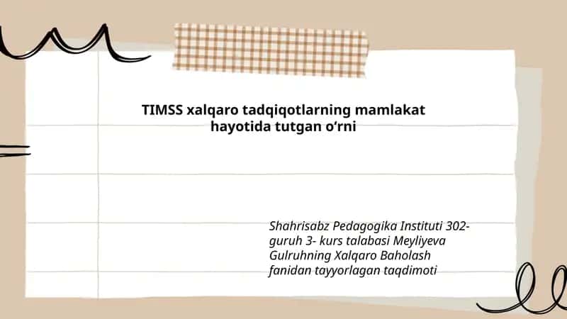 Xalqaro Baholash fanidan tayyorlagan taqdimoti