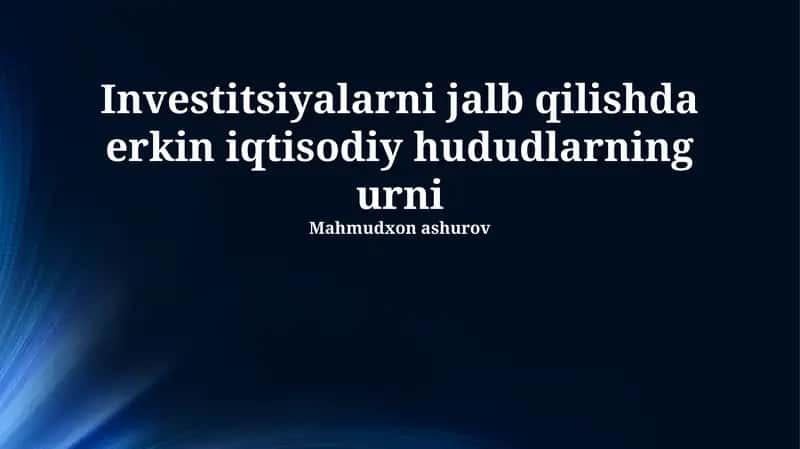 Erkin Iqtisodiy Zonalar