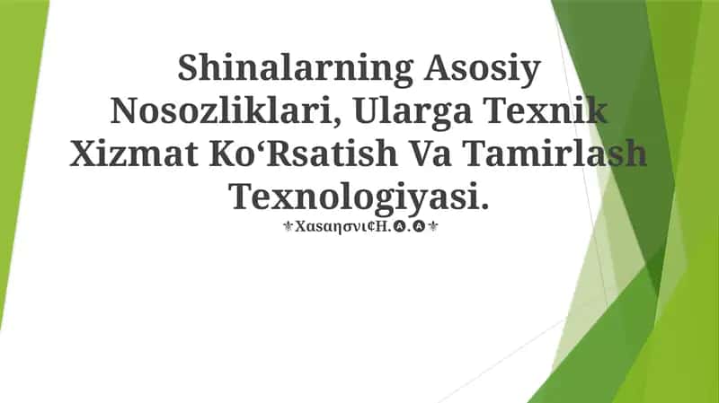 Shinalarning Asosiy Nosozliklari