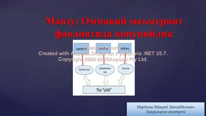 Оммавий маъмурият фаолиятида қонунийлик