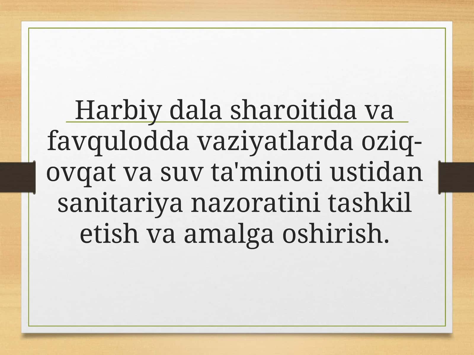 Oziq-ovqat va suv ta'minoti ustidan sanitariya nazorati