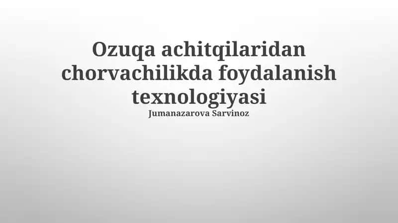 Ozuqa Achitqilaridan Foydalanish Samaradorligini Oshirish Usullari