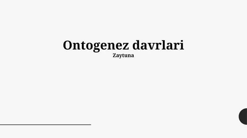 Ontogenez davrlari