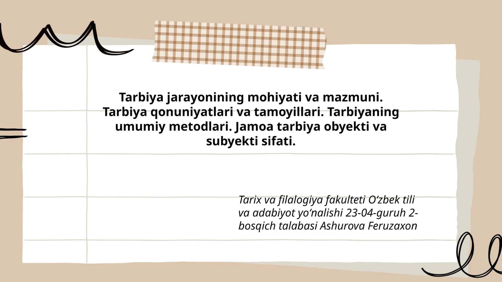 Tarbiya jarayonining mohiyati va mazmuni