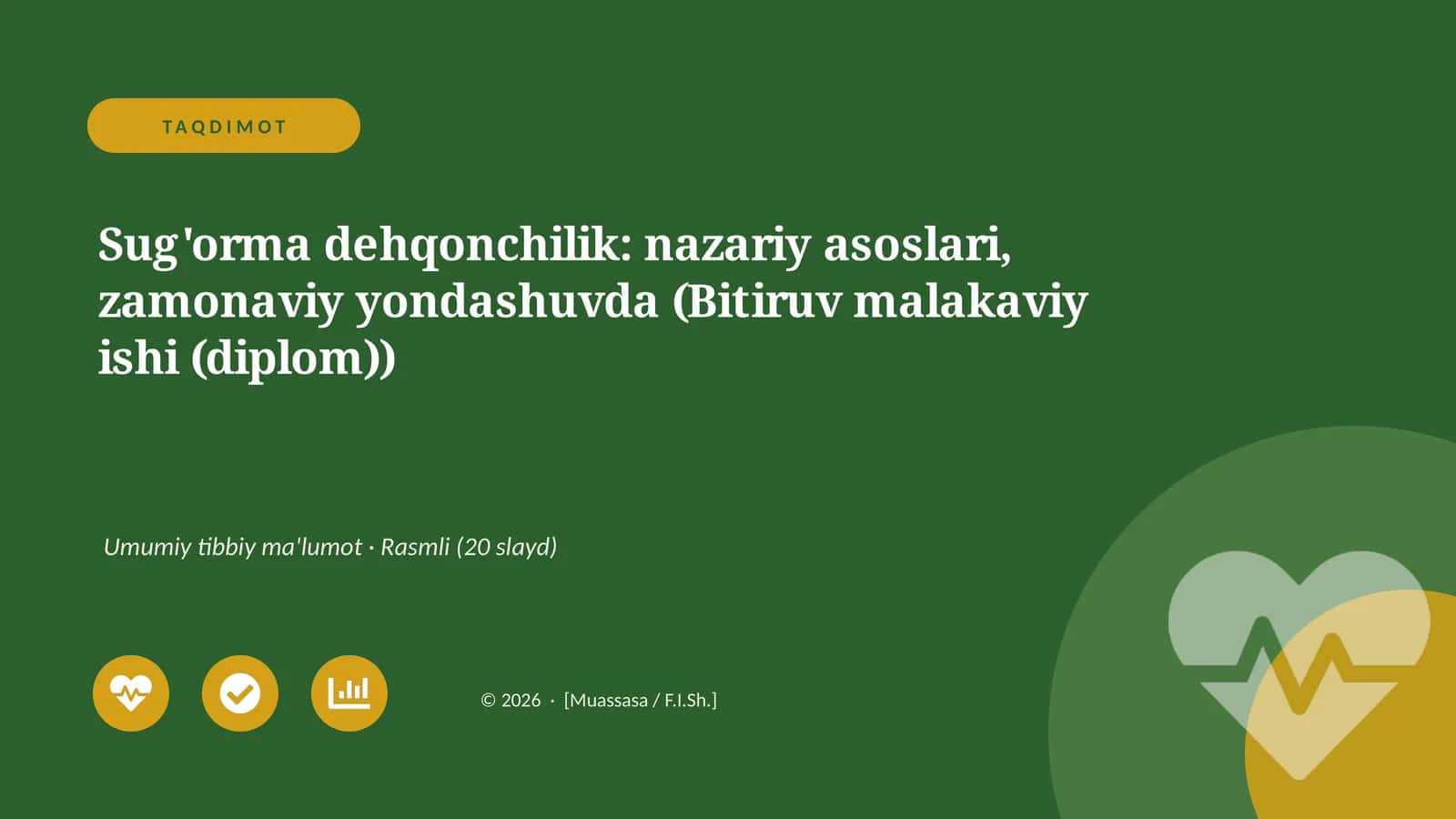 Sug'orma dehqonchilik: nazariy asoslari, zamonaviy yondashuvda (Bitiruv malakaviy ishi (diplom))