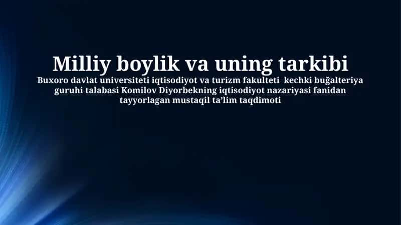 Milliy boylik va uning tarkibi