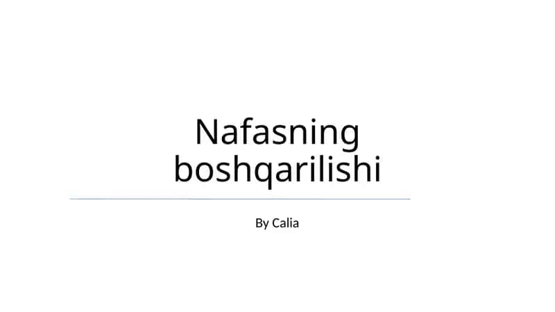 Nafasning boshqarilishi