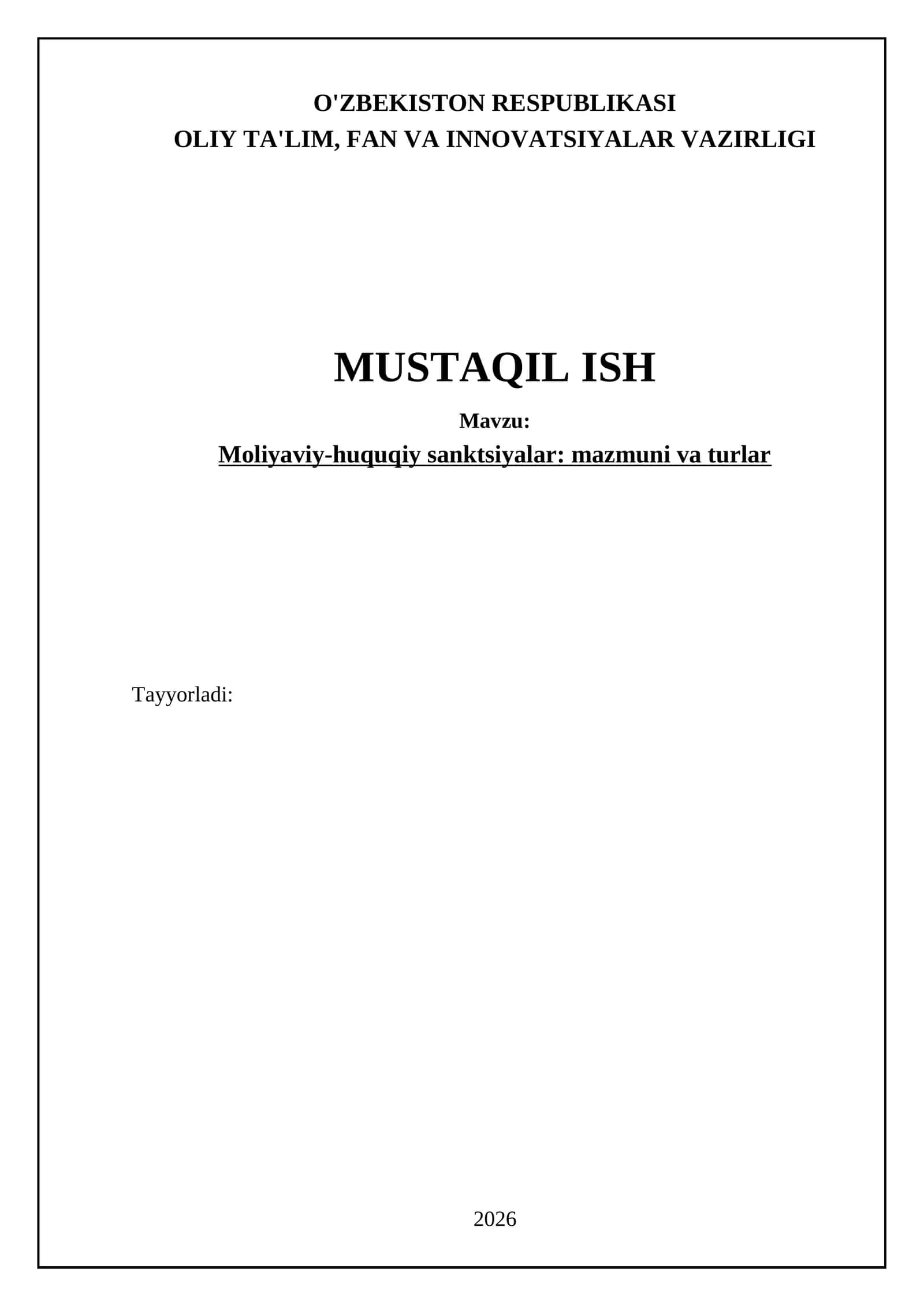 Moliyaviy-huquqiy sanktsiyalarning mohiyati va maqsadi