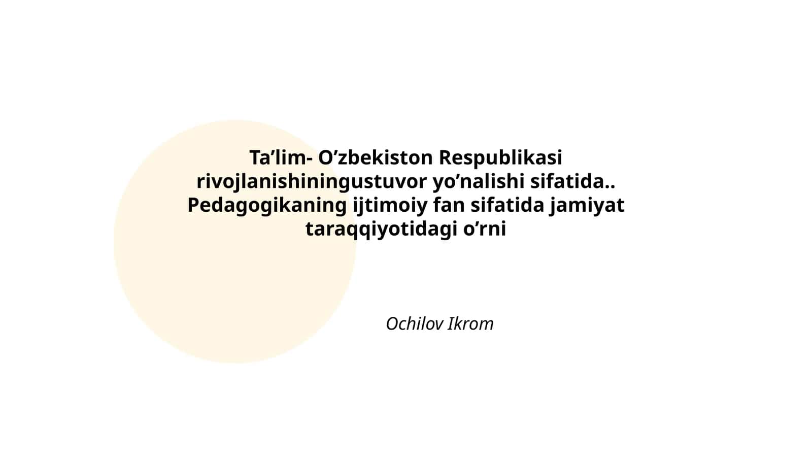 Ta'limning O'zbekiston Respublikasida ustuvor yo'nalishlari