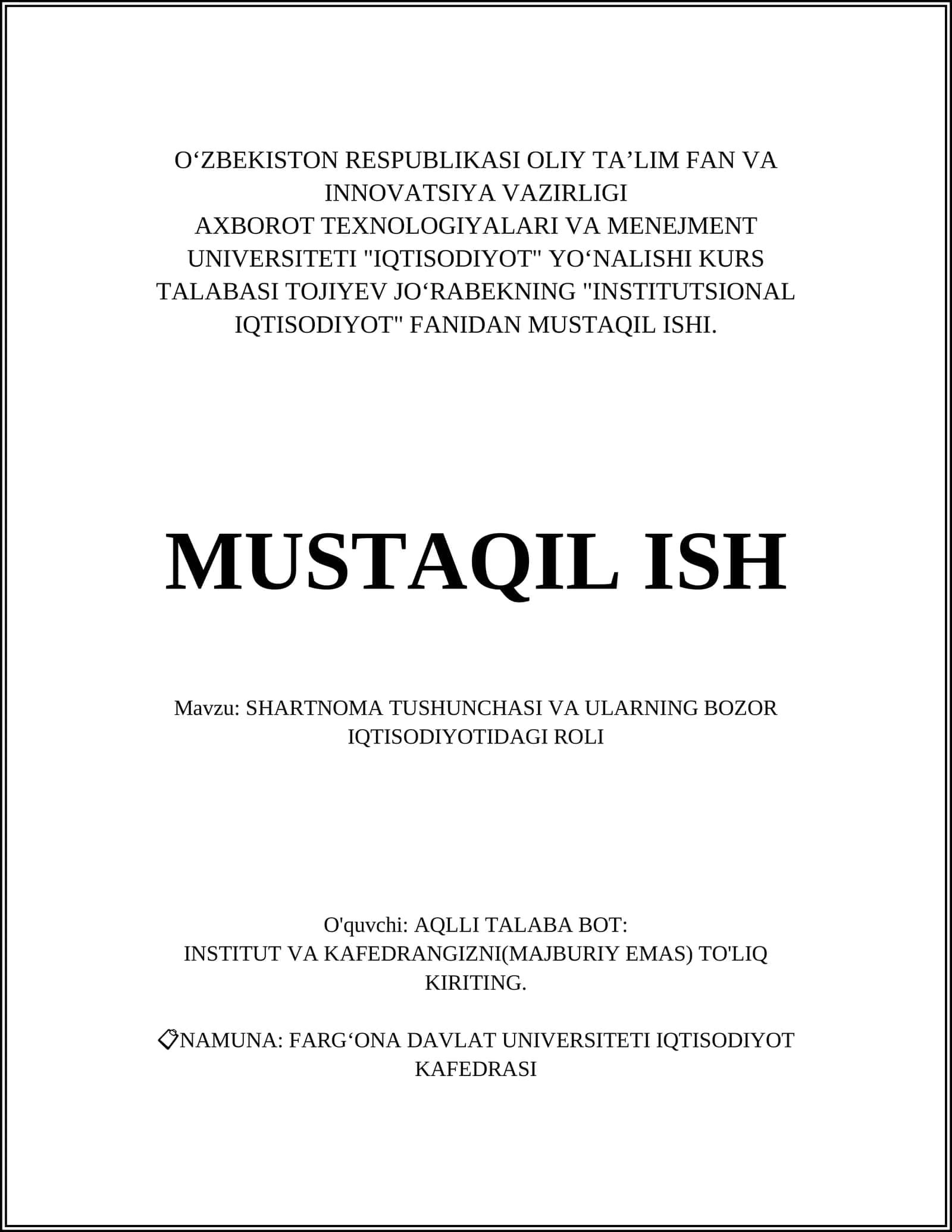 INSTITUTSIONAL IQTISODIYOT