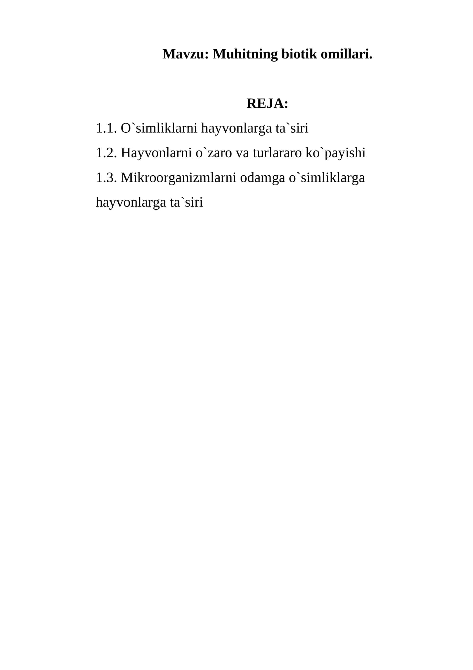 O'simliklar va hayvonlar