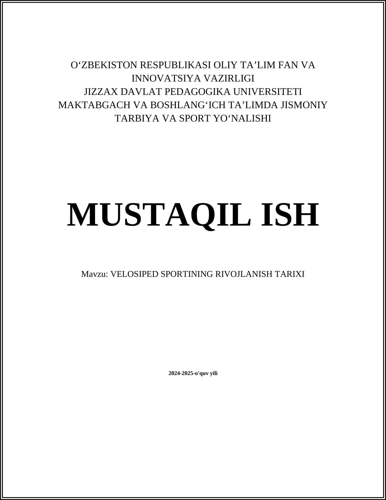 VELOSIPED SPORTINING RIVOJLANISH TARIXI