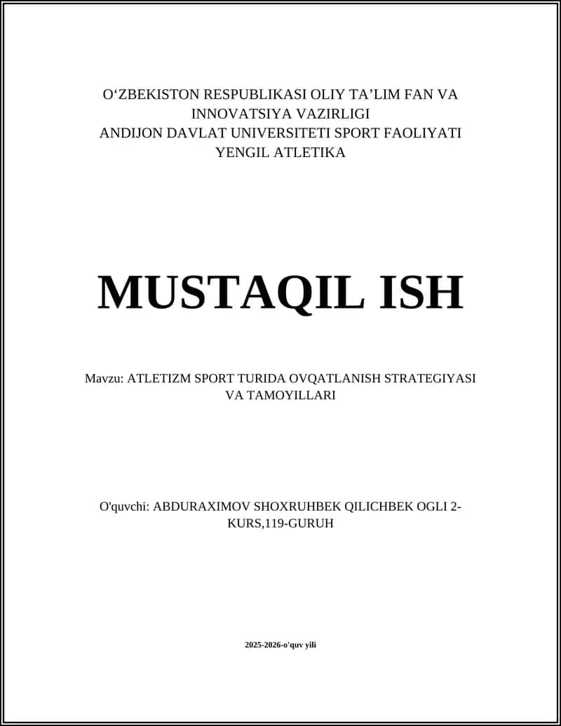 Atletizm sport turida ovqatlanish strategiyasi va tamoyillari
