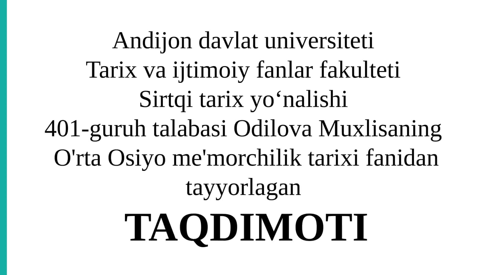 IBTIODIY JAMOA ME'MORCHILIK TARIXI