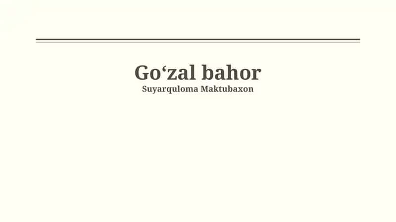 Goʻzal bahor