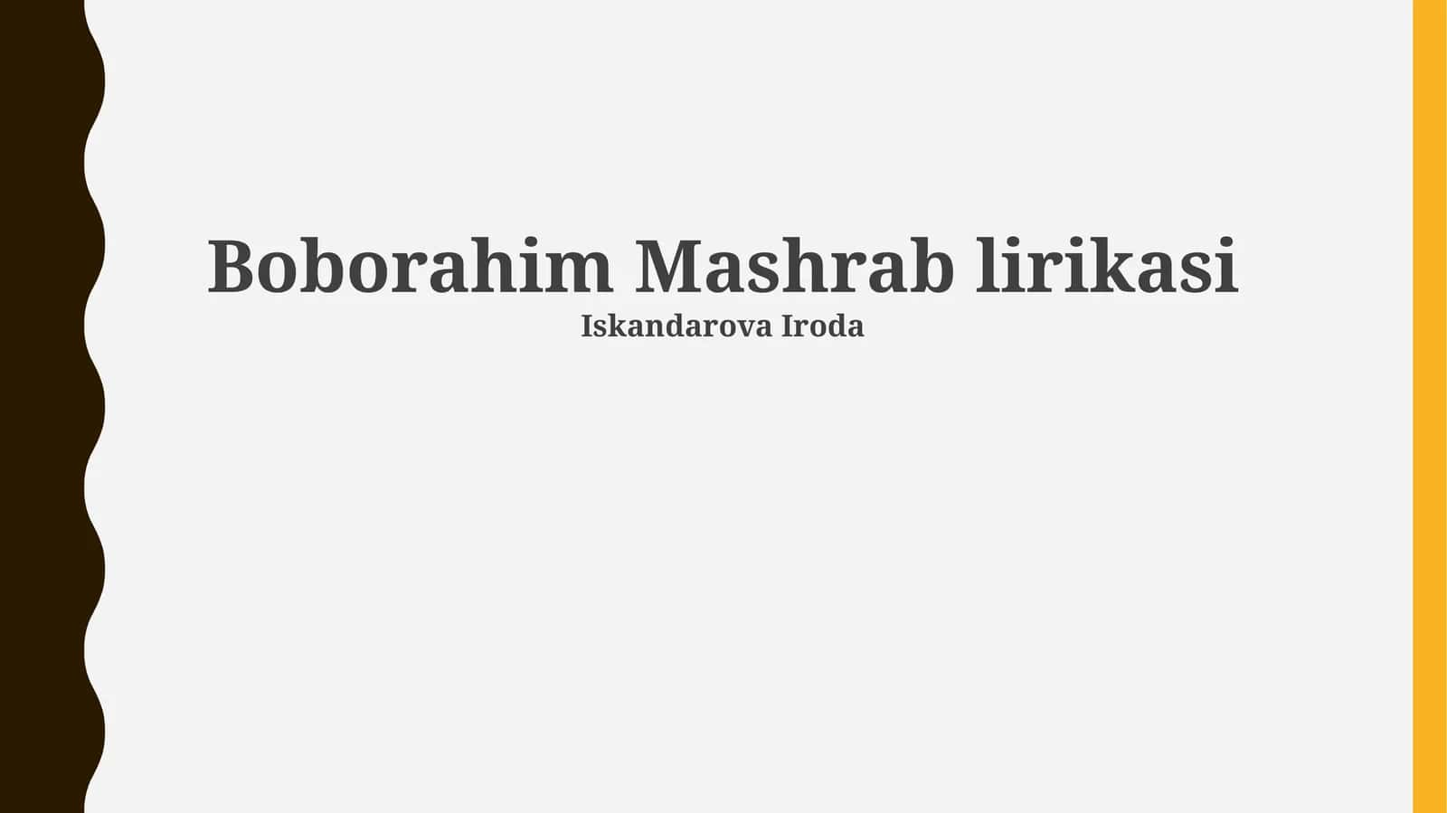 Boborahim Mashrab lirikasi