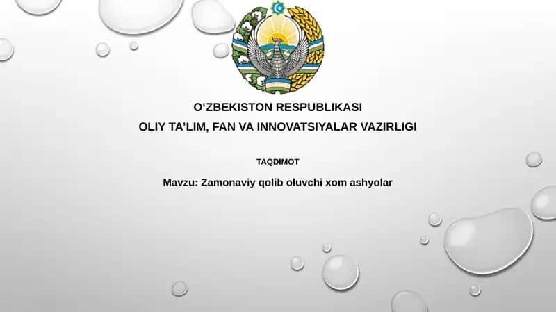 Zamonaviy qoliboluvchi xomashyolar