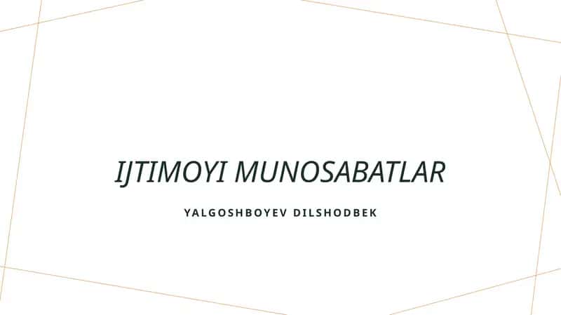 Ijtimoyi munosabatlar