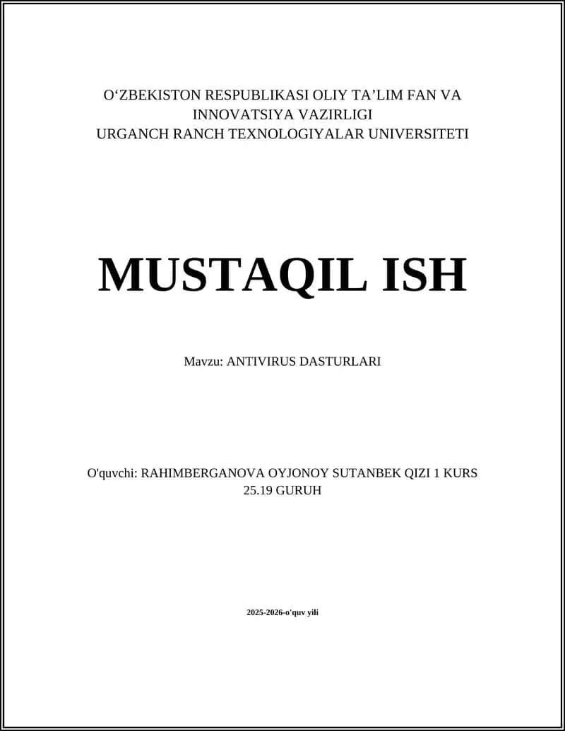 ANTIVIRUS DASTURLARI