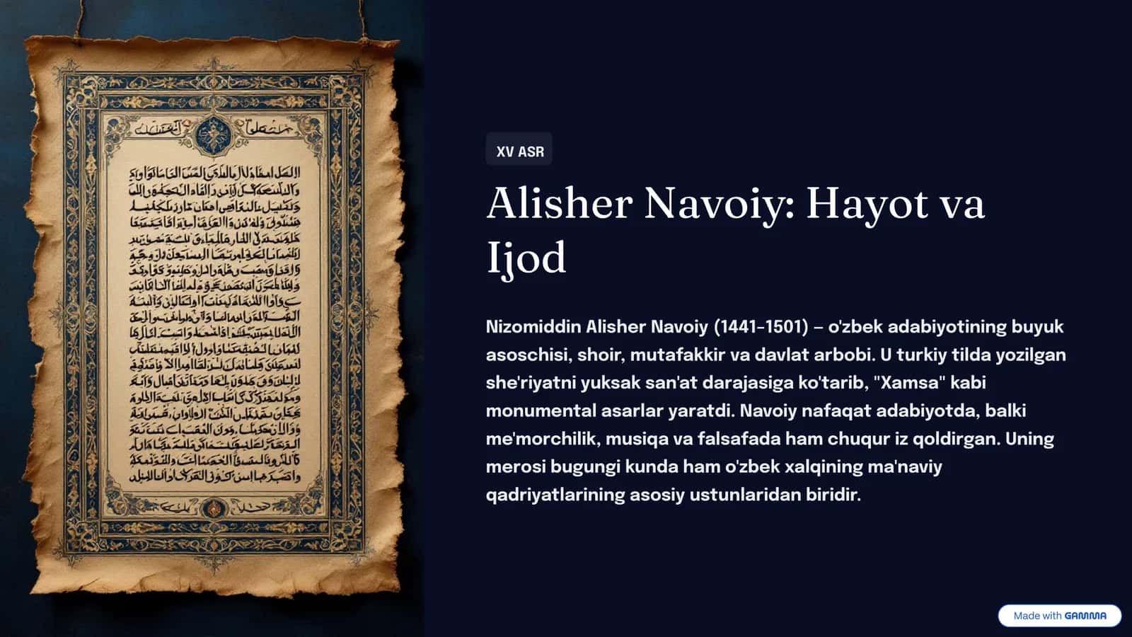 Alisher Navoiy: Hayot va Ijod