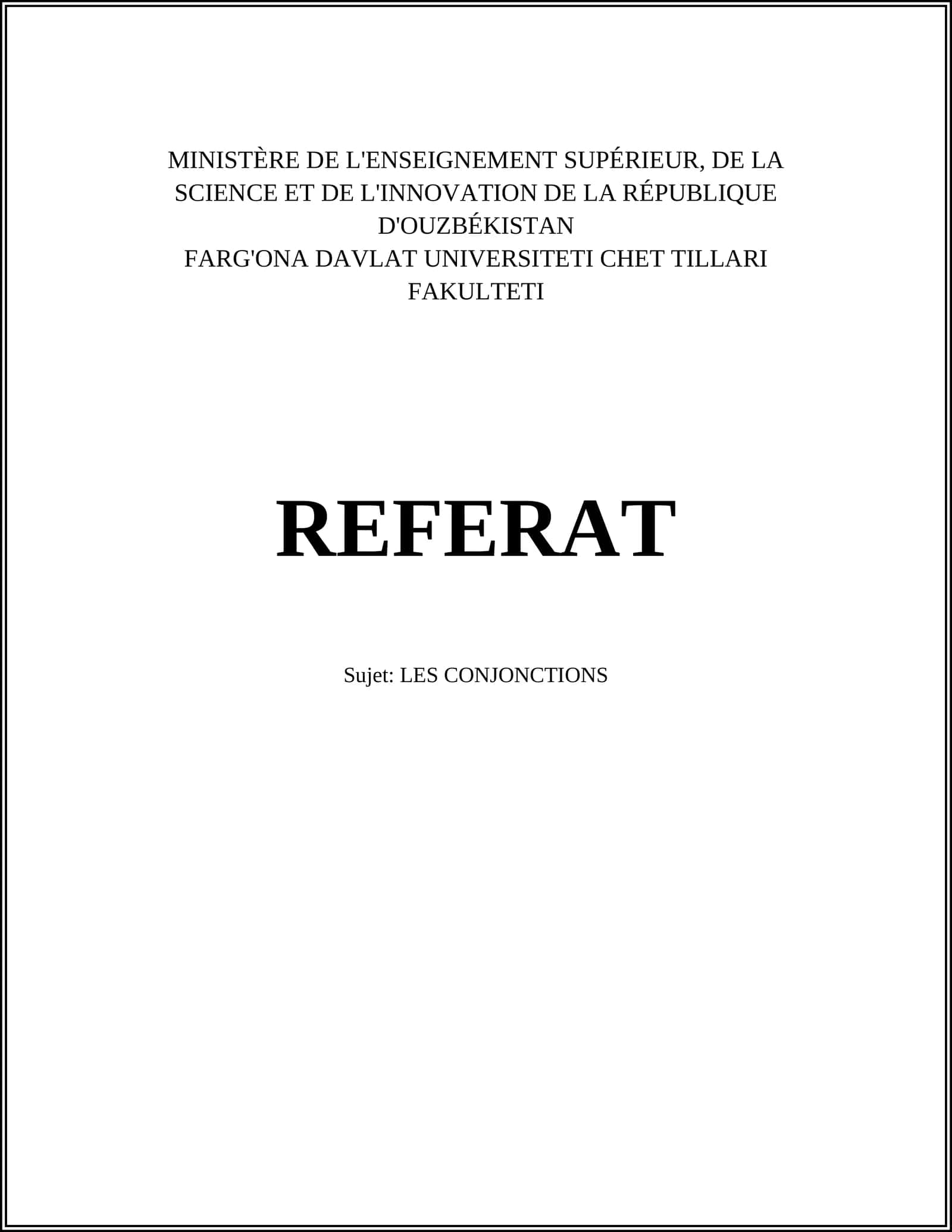 REFERAT LES CONJONCTIONS