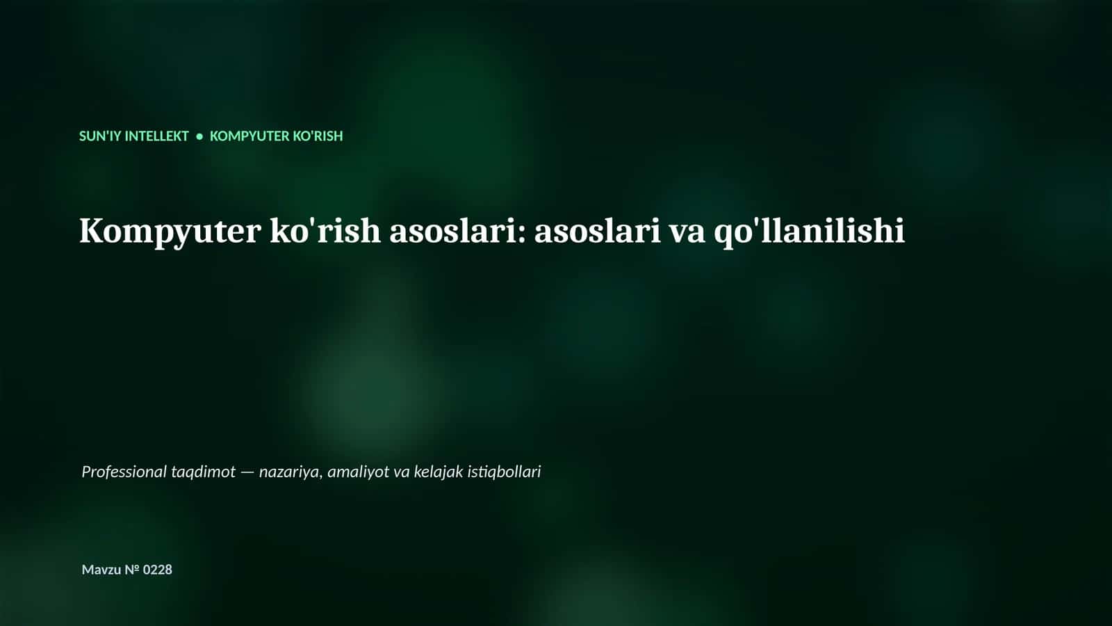 Kompyuter ko'rish asoslari