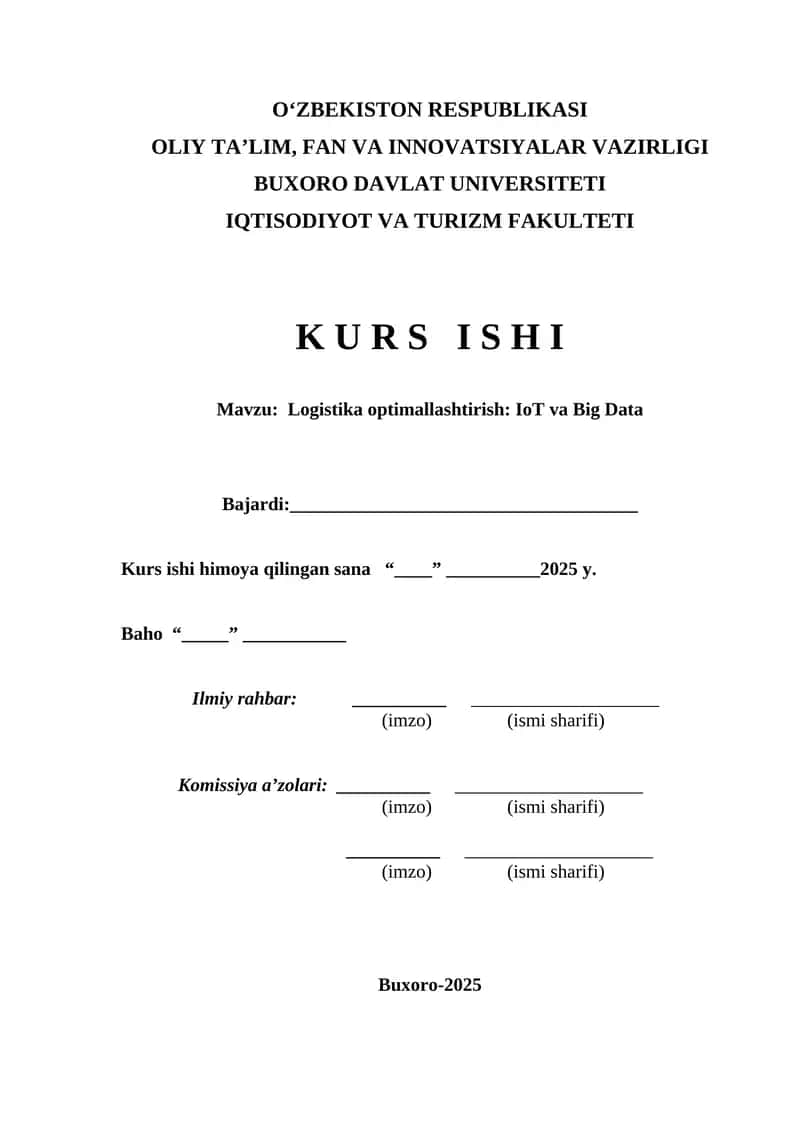Logistika optimallashtirish: IoT va Big Data