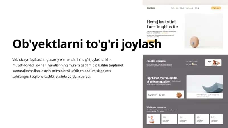 Veb dizayn loyihasi.Obyektlarni togri joylash