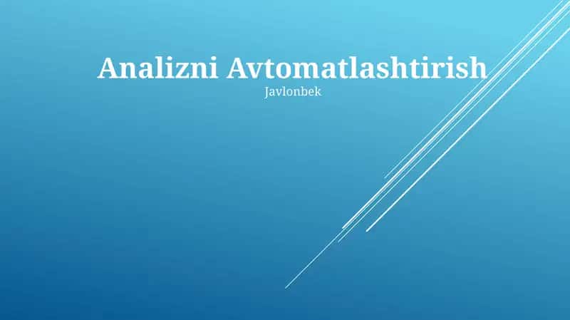 Analizni Avtomatlashtirish