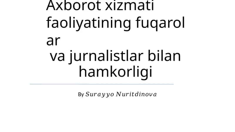 Axborotxizmati faoliyatiningfuqarolar