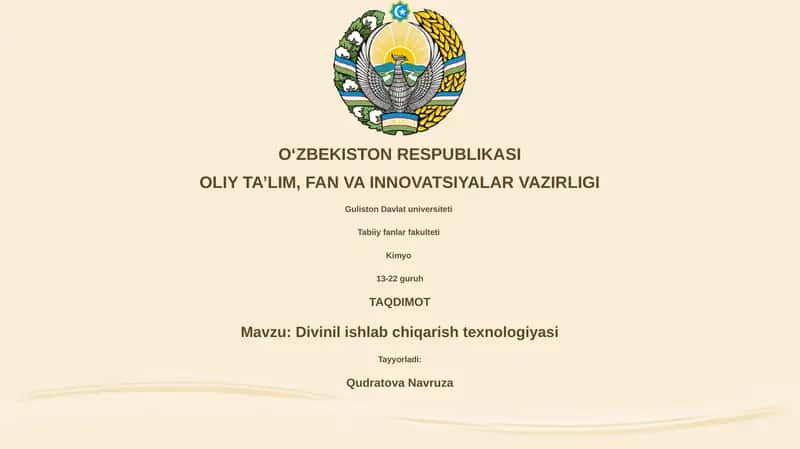 Divinil ishlab chiqarish texnologiyasi