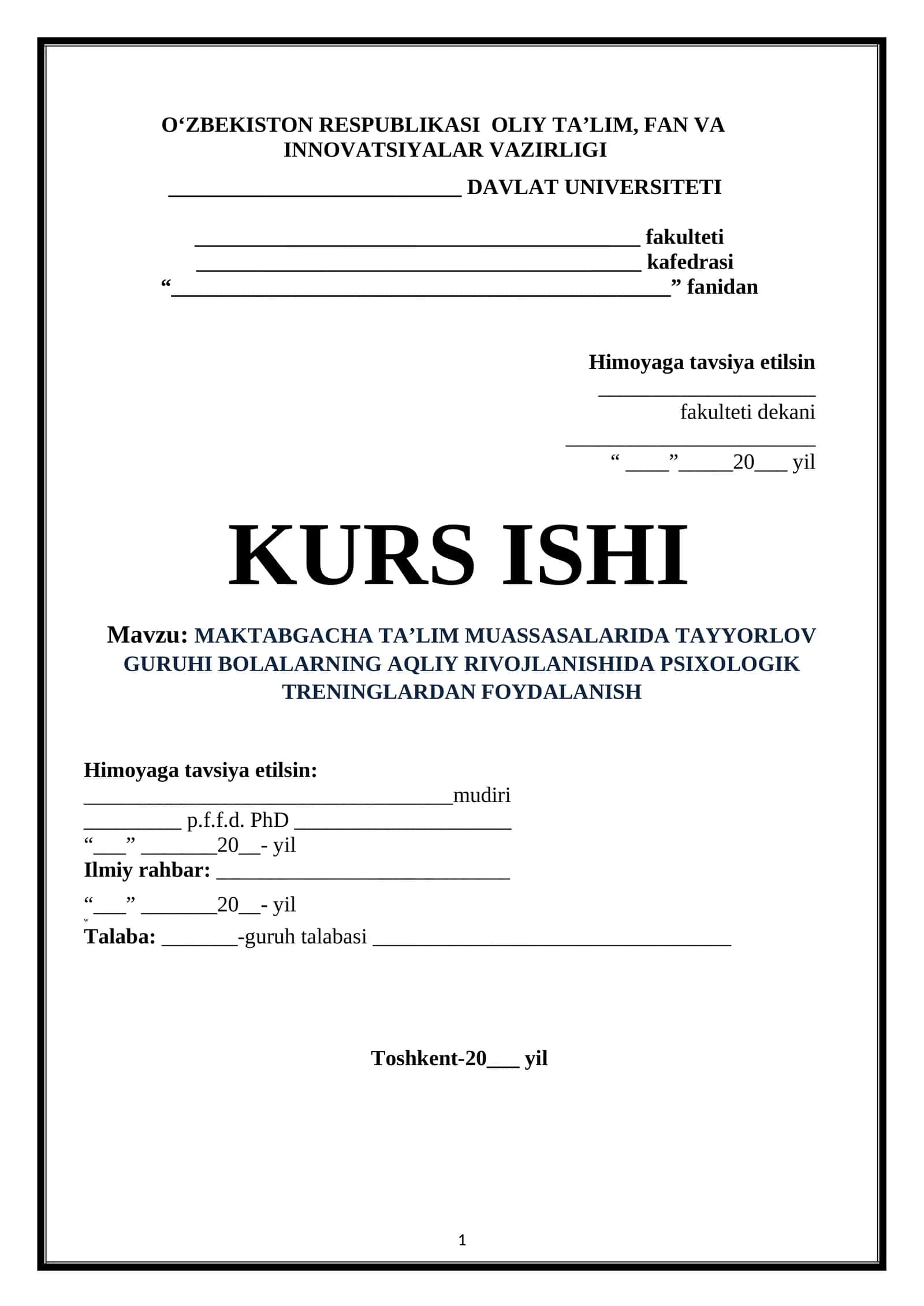 MAKTABGACHA TA’LIM MUASSASALARIDA TAYYORLOV GURUHI BOLALARNING AQLIY RIVOJLANISHIDA PSIXOLOGIK TRENINGLARDAN FOYDALANISH