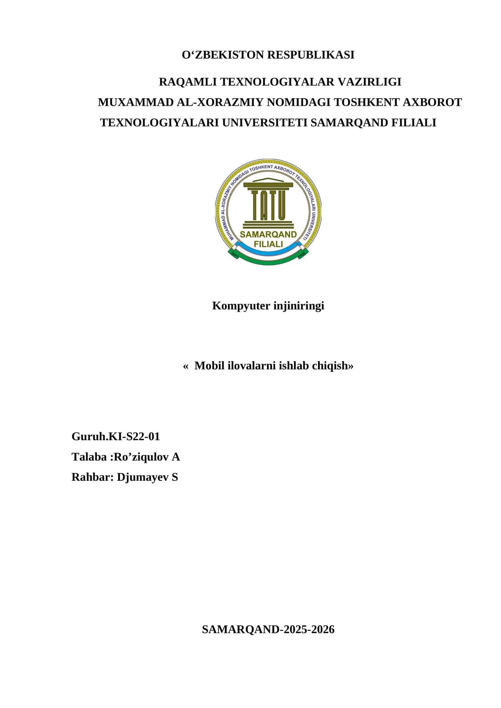 O‘qigan maktabim ilovasi 1 ta oynasi(User interfeysi-UI)ni Flutterda tayyorlash