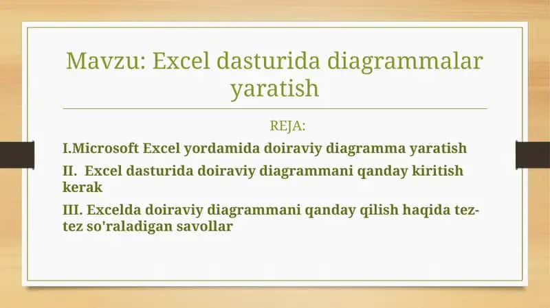 Exceldasturi diagrammalarni yaratish