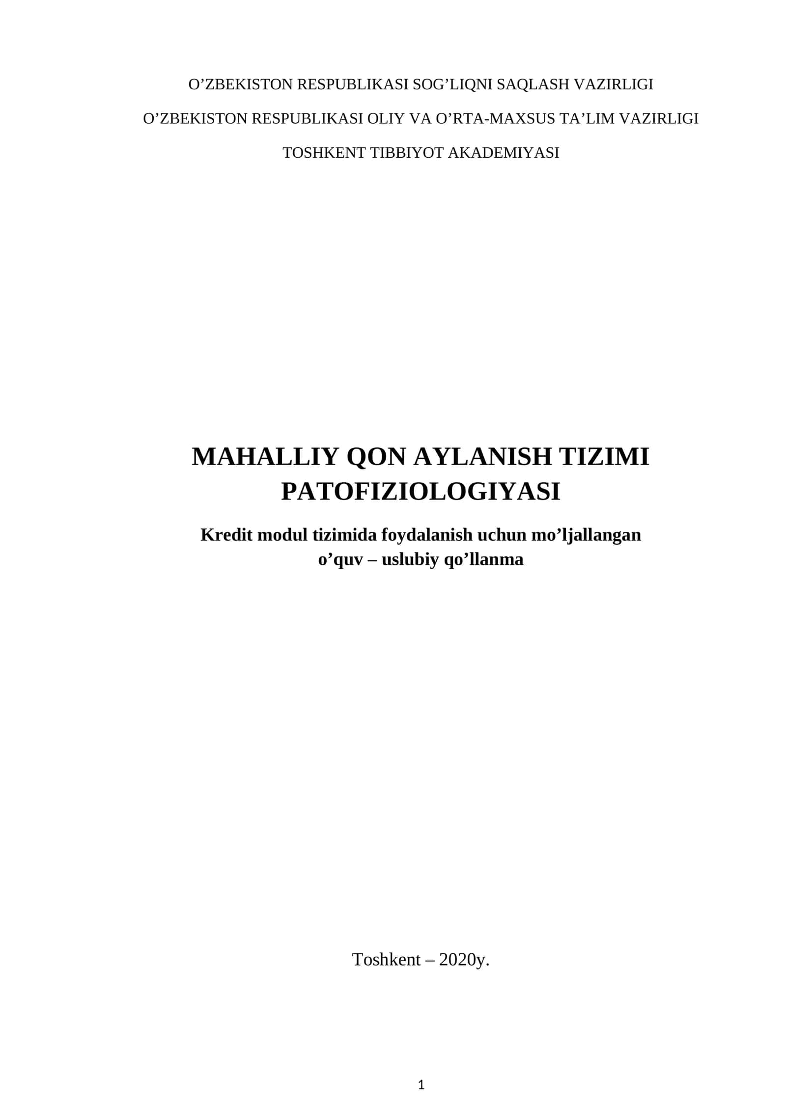 Mahalliy Qon Aylanish Tizimi Patofiziologiyasi