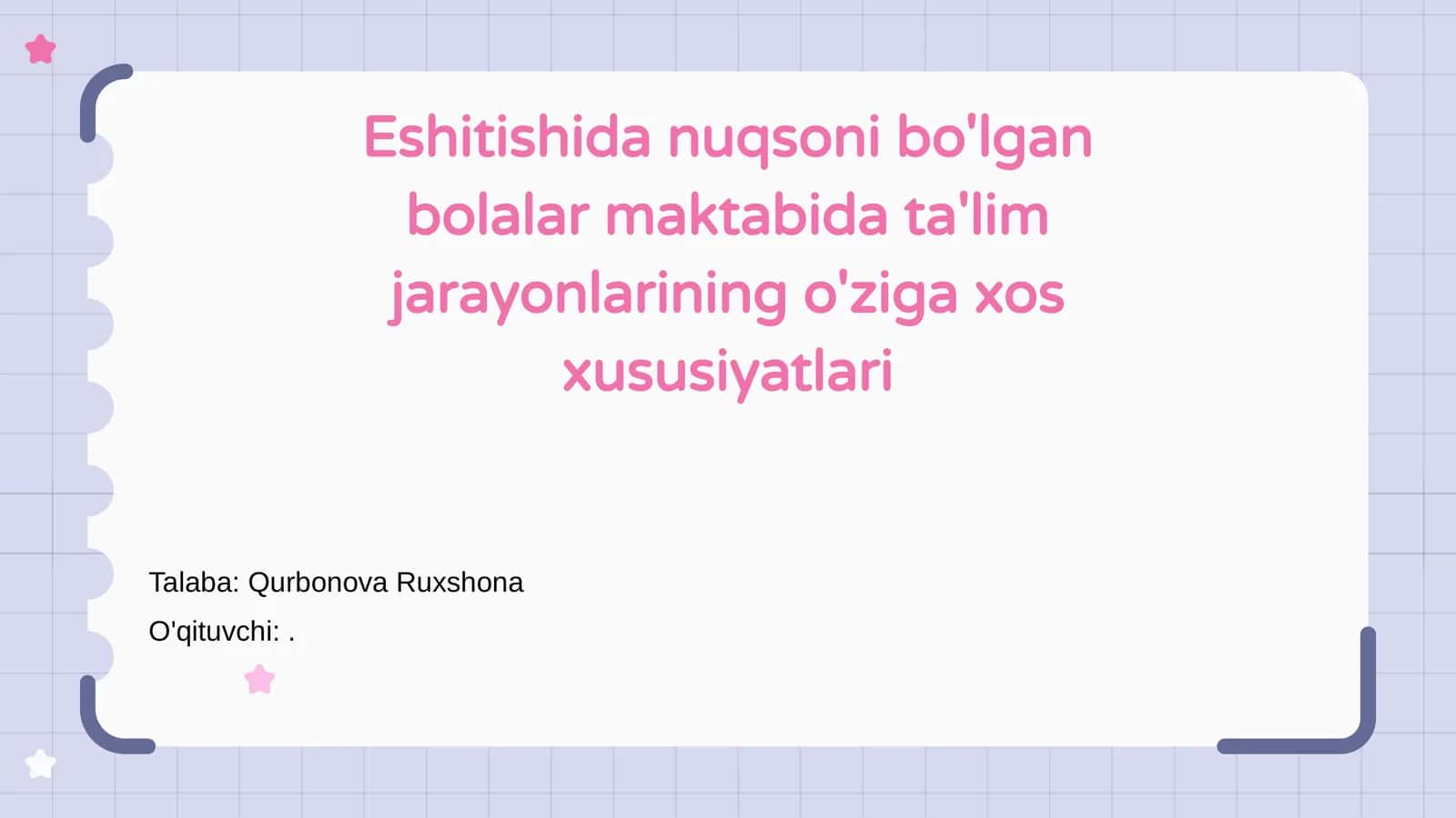 Bolalar maktabida eshitishda nuqsoni bo'lgan bolalar uchun ta'lim metodlari